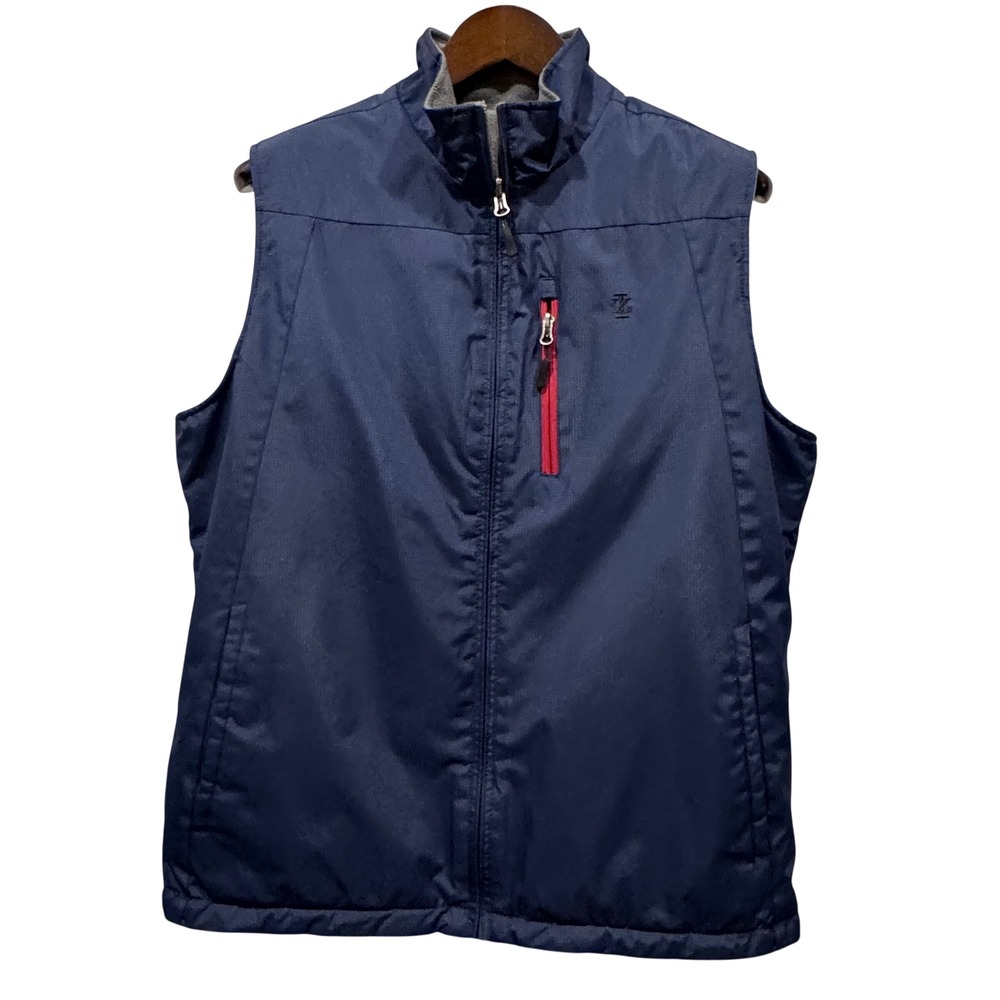 IZOD‎ Men Reversible Vest Navy Blue & Gray Fleece Outerwear Sz M Business Golf